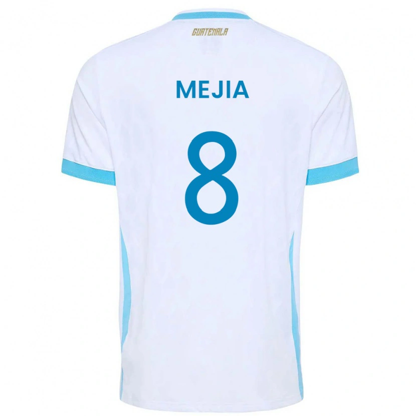 Danxen Hombre Camiseta Guatemala Robert Mejia #8 Blanco Azul Cielo Oro 1ª Equipación 26-28 La Camisa México