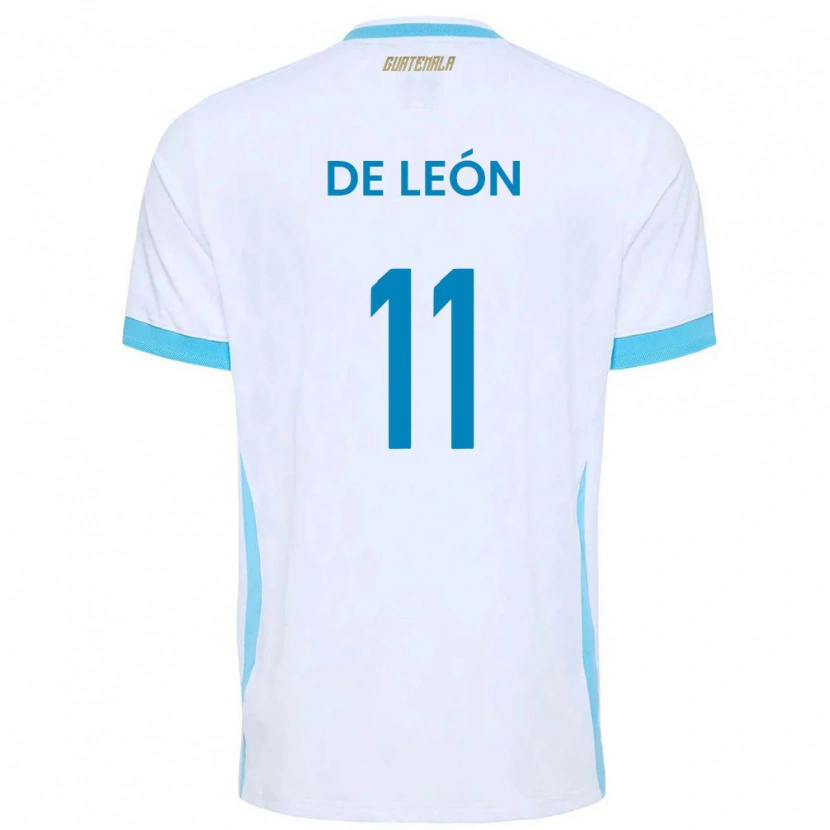 Danxen Hombre Camiseta Guatemala Jorge De León #11 Blanco Azul Cielo Oro 1ª Equipación 26-28 La Camisa México