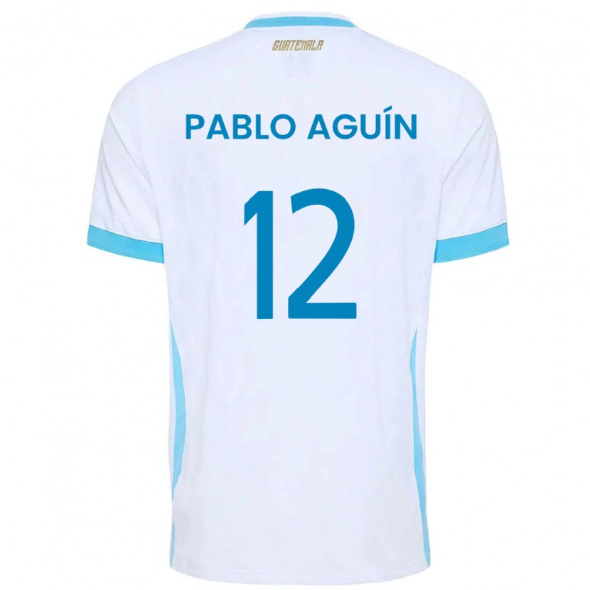 Danxen Hombre Camiseta Guatemala Luis Pablo Aguín #12 Blanco Azul Cielo Oro 1ª Equipación 26-28 La Camisa México