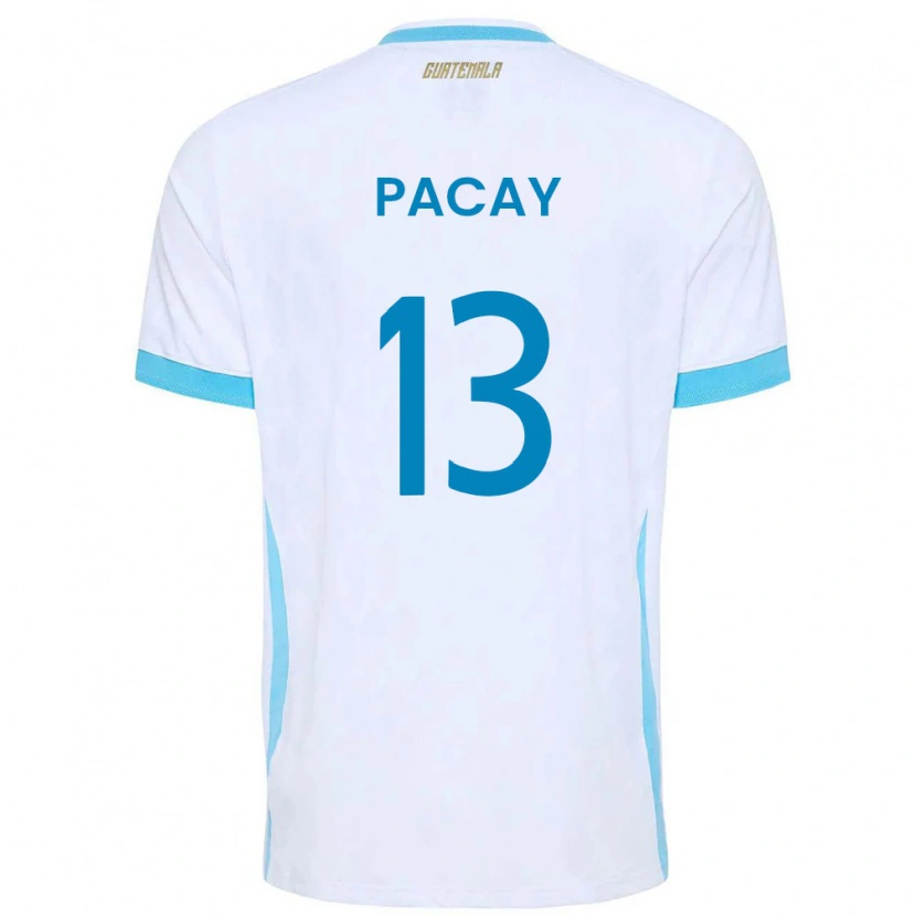 Danxen Hombre Camiseta Guatemala Justin Pacay #13 Blanco Azul Cielo Oro 1ª Equipación 26-28 La Camisa México