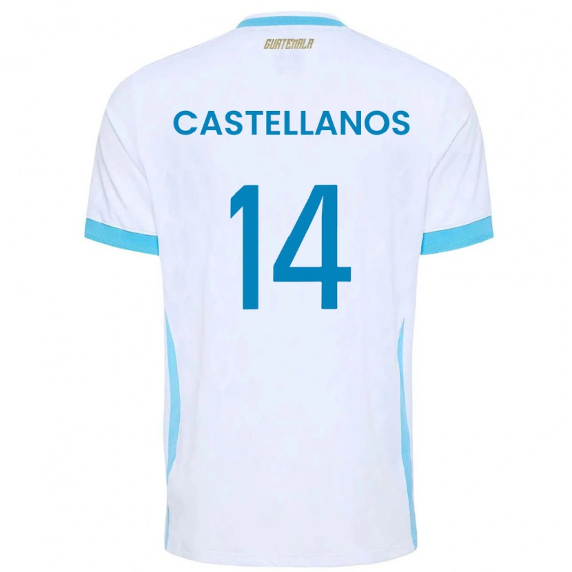 Danxen Hombre Camiseta Guatemala Jorge Castellanos #14 Blanco Azul Cielo Oro 1ª Equipación 26-28 La Camisa México