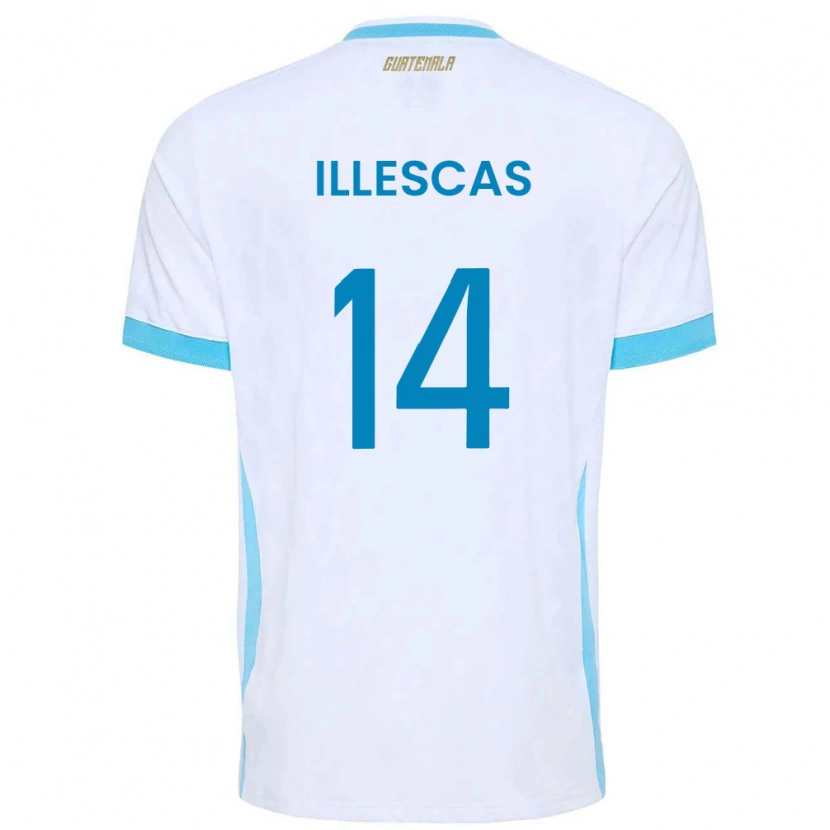 Danxen Hombre Camiseta Guatemala Kevin Illescas #14 Blanco Azul Cielo Oro 1ª Equipación 26-28 La Camisa México