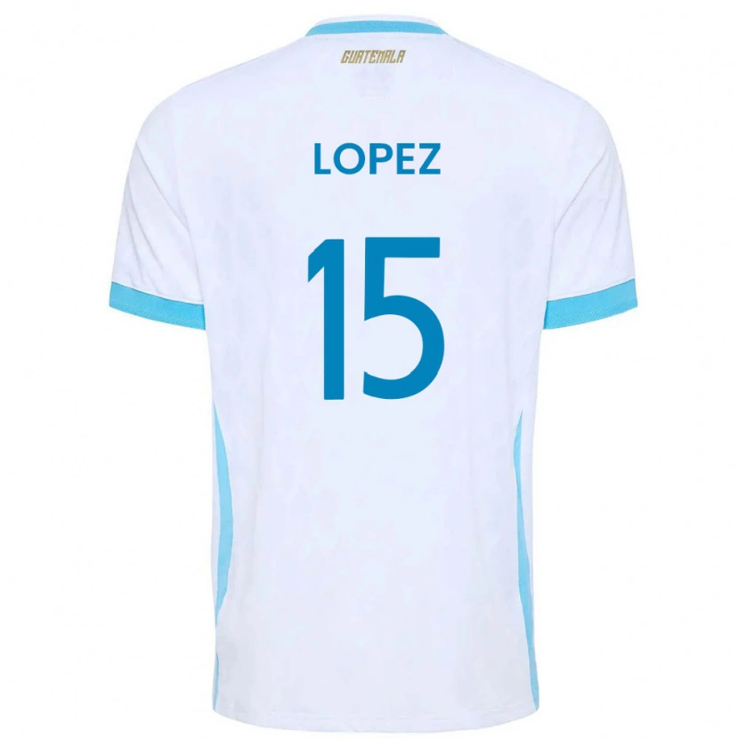 Danxen Hombre Camiseta Guatemala Antonio López #15 Blanco Azul Cielo Oro 1ª Equipación 26-28 La Camisa México