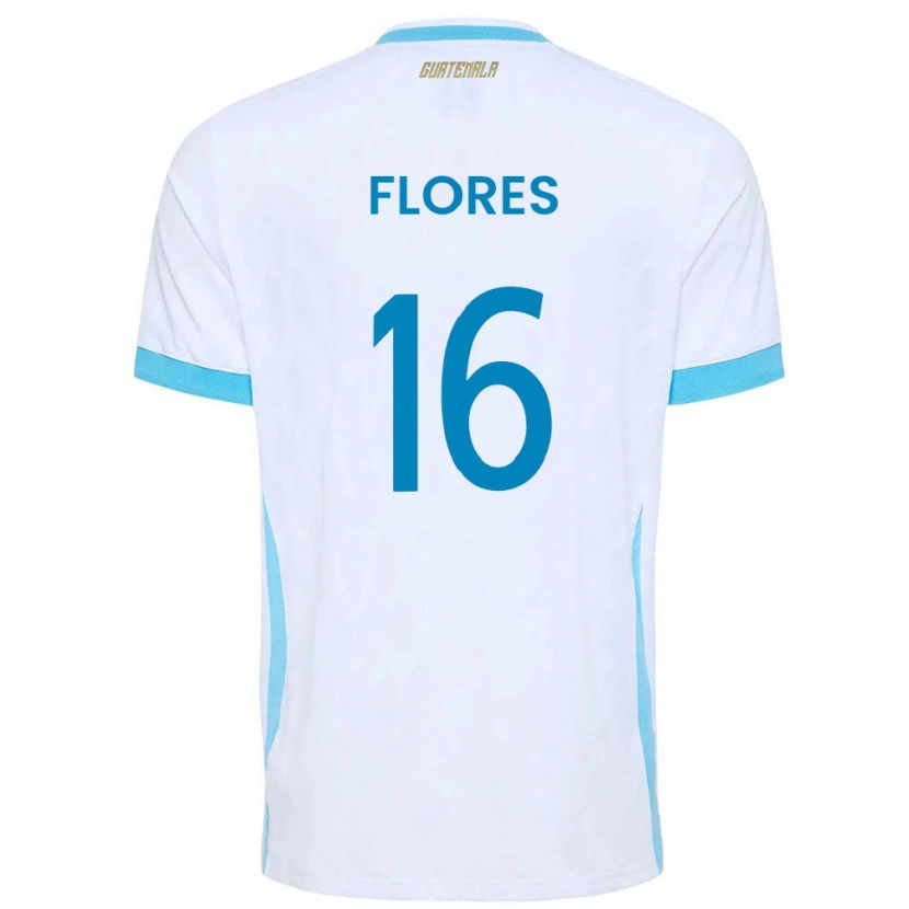 Danxen Hombre Camiseta Guatemala Kleverson Flores #16 Blanco Azul Cielo Oro 1ª Equipación 26-28 La Camisa México