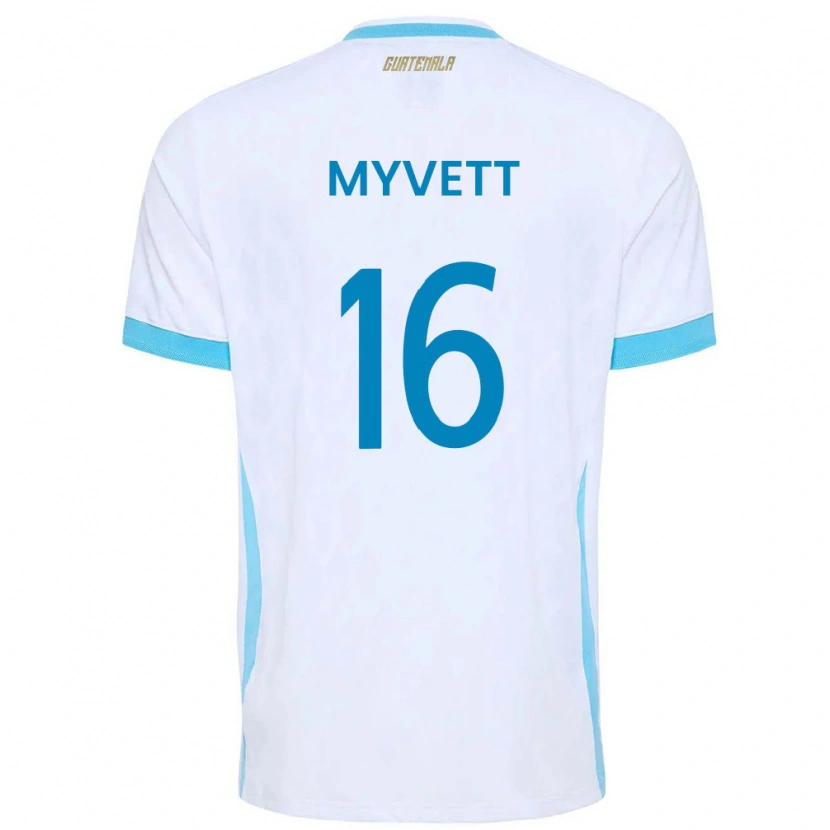Danxen Hombre Camiseta Guatemala Jemery Myvett #16 Blanco Azul Cielo Oro 1ª Equipación 26-28 La Camisa México