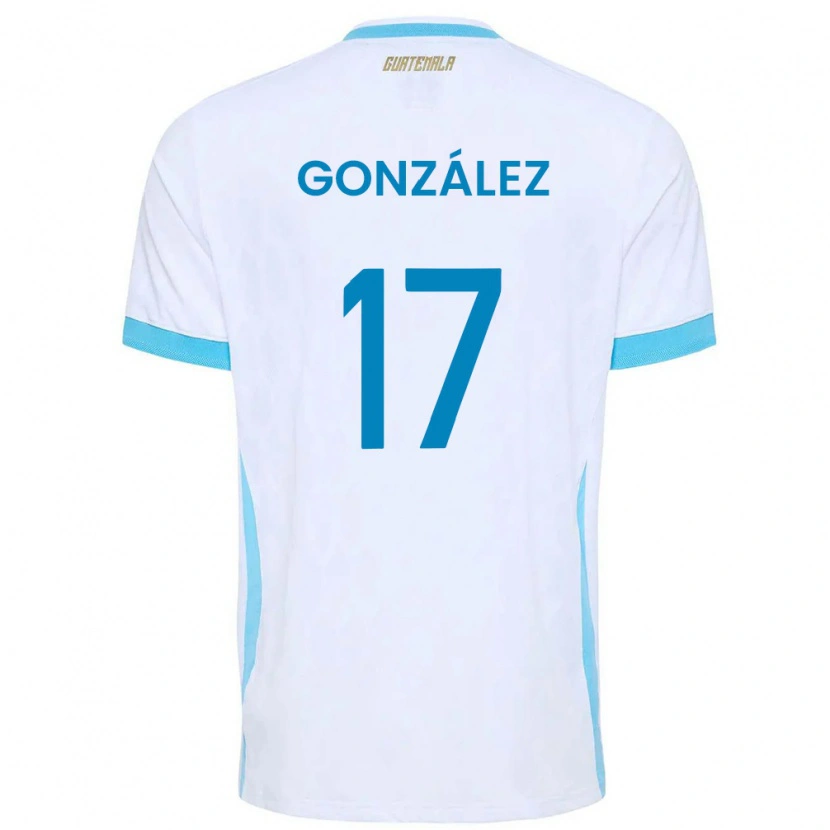 Danxen Hombre Camiseta Guatemala Jeffrey González #17 Blanco Azul Cielo Oro 1ª Equipación 26-28 La Camisa México