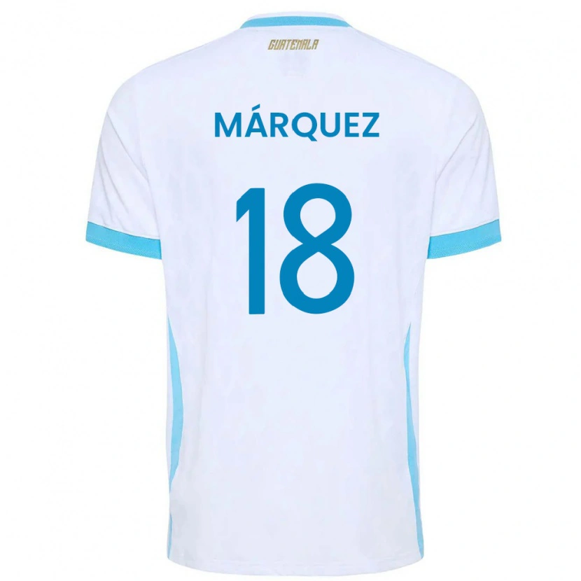 Danxen Hombre Camiseta Guatemala Ricardo Márquez #18 Blanco Azul Cielo Oro 1ª Equipación 26-28 La Camisa México