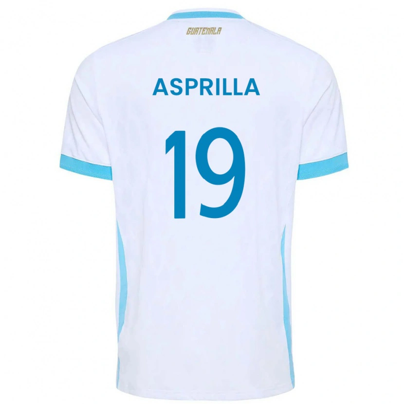 Danxen Hombre Camiseta Guatemala Jair Asprilla #19 Blanco Azul Cielo Oro 1ª Equipación 26-28 La Camisa México