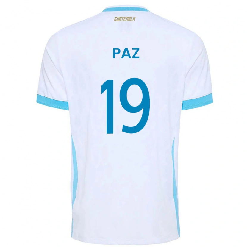 Danxen Hombre Camiseta Guatemala Vidal Paz #19 Blanco Azul Cielo Oro 1ª Equipación 26-28 La Camisa México