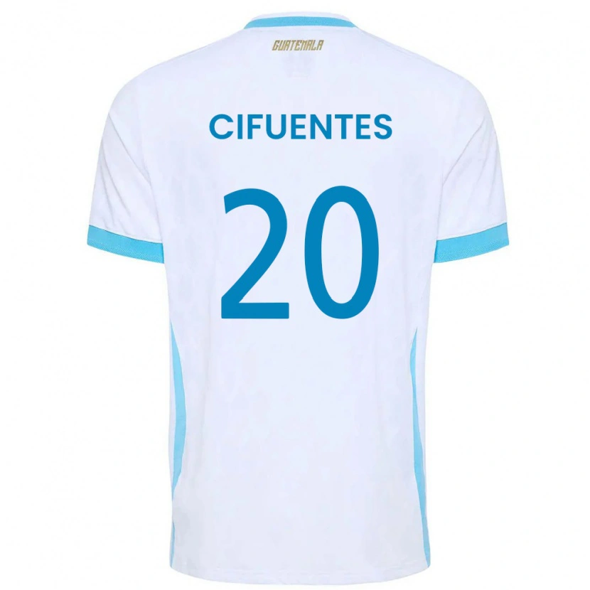 Danxen Hombre Camiseta Guatemala Elvis Cifuentes #20 Blanco Azul Cielo Oro 1ª Equipación 26-28 La Camisa México
