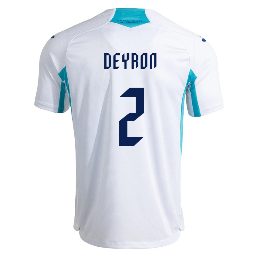 Danxen Hombre Camiseta Honduras Deyron Martínez #2 Blanco Azul Azul Cielo 1ª Equipación 26-28 La Camisa México