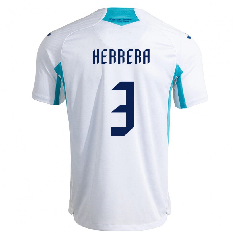 Danxen Hombre Camiseta Honduras David Herrera #3 Blanco Azul Azul Cielo 1ª Equipación 26-28 La Camisa México