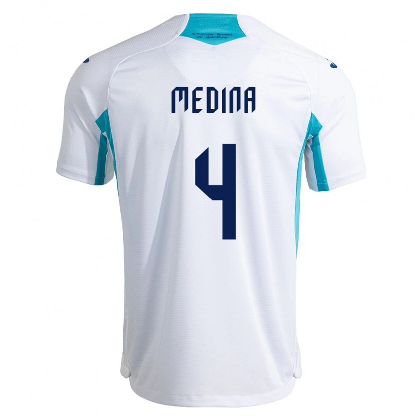 Danxen Hombre Camiseta Honduras Osmel Medina #4 Blanco Azul Azul Cielo 1ª Equipación 26-28 La Camisa México