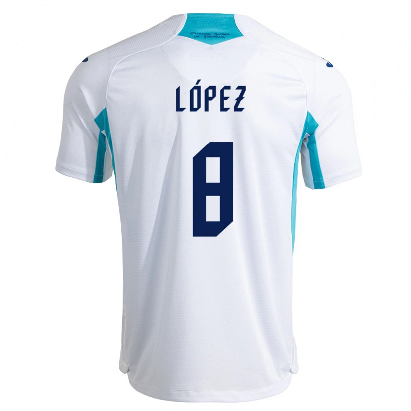 Danxen Hombre Camiseta Honduras Babington López #8 Blanco Azul Azul Cielo 1ª Equipación 26-28 La Camisa México