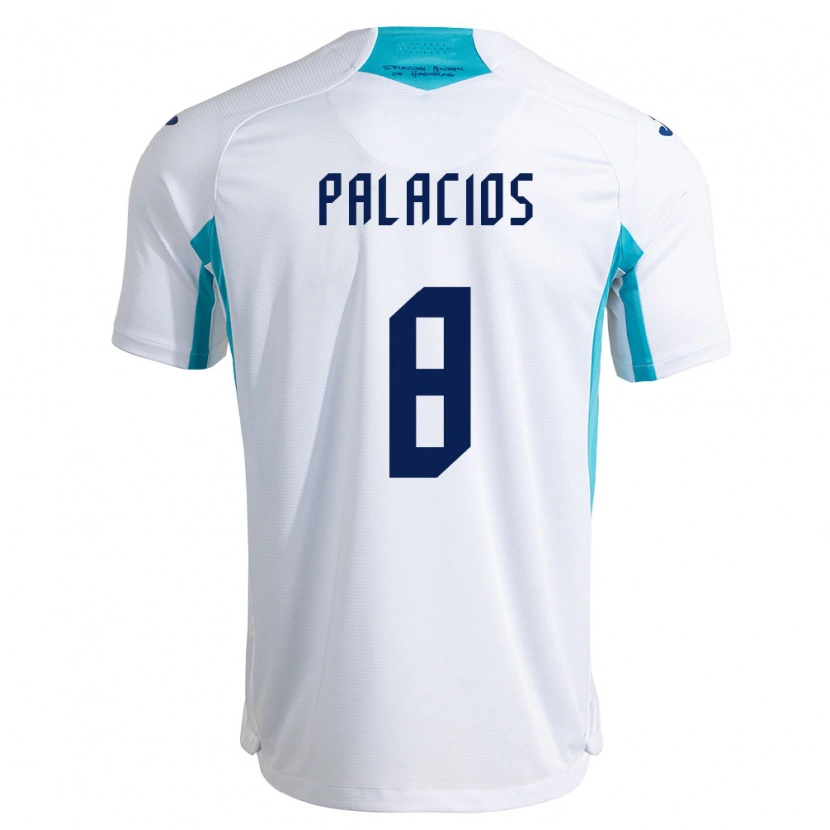 Danxen Hombre Camiseta Honduras Joshua Palacios #8 Blanco Azul Azul Cielo 1ª Equipación 26-28 La Camisa México