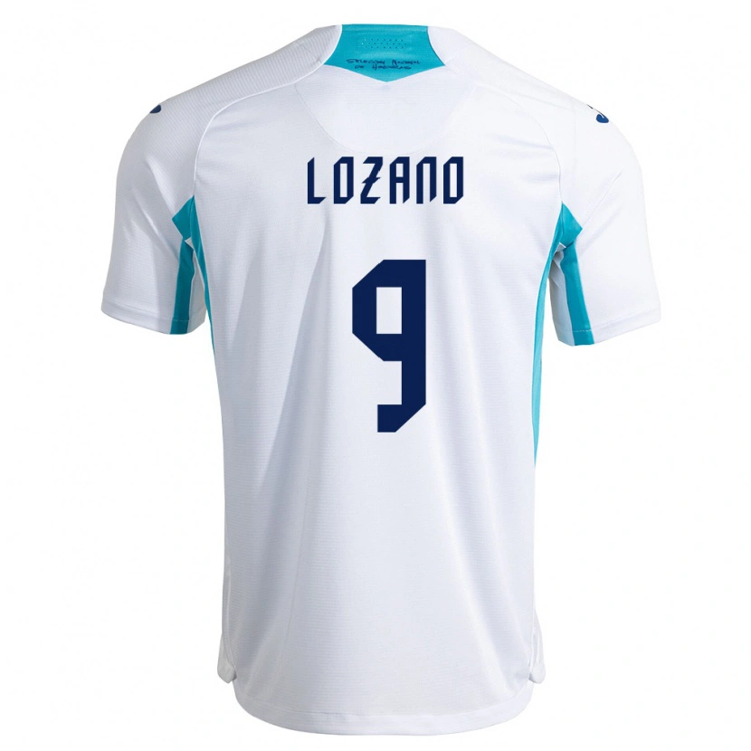 Danxen Hombre Camiseta Honduras Choco Lozano #9 Blanco Azul Azul Cielo 1ª Equipación 26-28 La Camisa México
