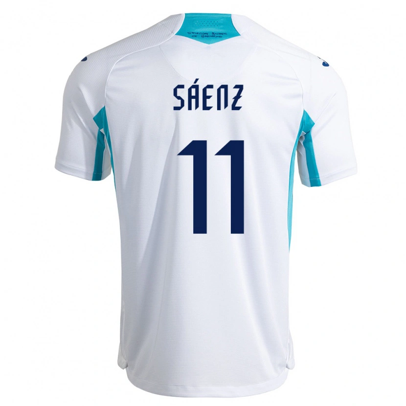 Danxen Hombre Camiseta Honduras Bryan Sáenz #11 Blanco Azul Azul Cielo 1ª Equipación 26-28 La Camisa México