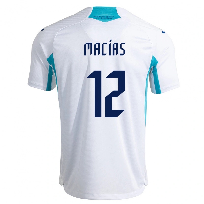 Danxen Hombre Camiseta Honduras Owen Macías #12 Blanco Azul Azul Cielo 1ª Equipación 26-28 La Camisa México