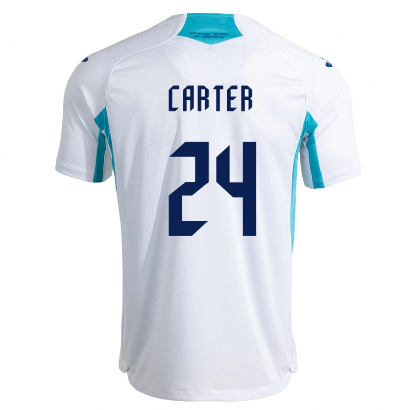 Danxen Hombre Camiseta Honduras Daniel Carter #24 Blanco Azul Azul Cielo 1ª Equipación 26-28 La Camisa México