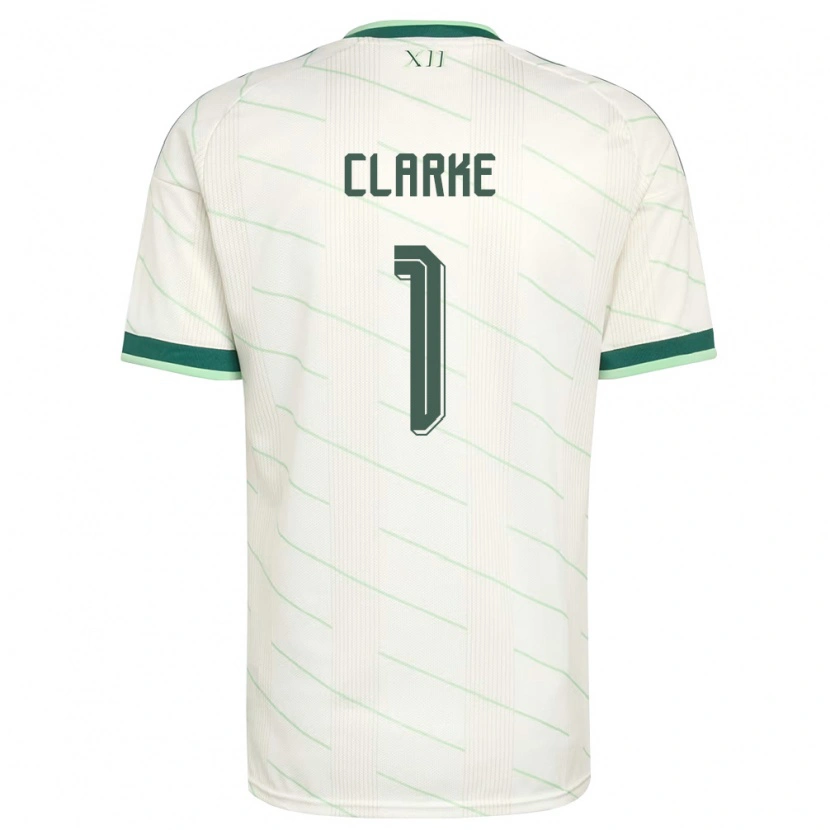 Danxen Hombre Camiseta Irlanda Del Norte Josh Clarke #1 Blanco Verde 2ª Equipación 26-28 La Camisa México