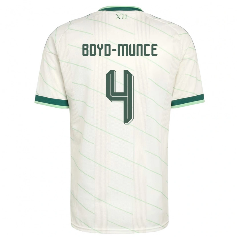 Danxen Hombre Camiseta Irlanda Del Norte Caolan Boyd-Munce #4 Blanco Verde 2ª Equipación 26-28 La Camisa México