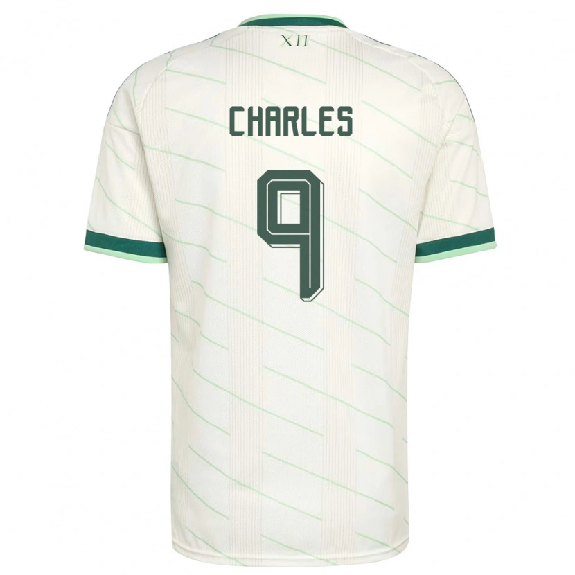 Danxen Hombre Camiseta Irlanda Del Norte Dion Charles #9 Blanco Verde 2ª Equipación 26-28 La Camisa México