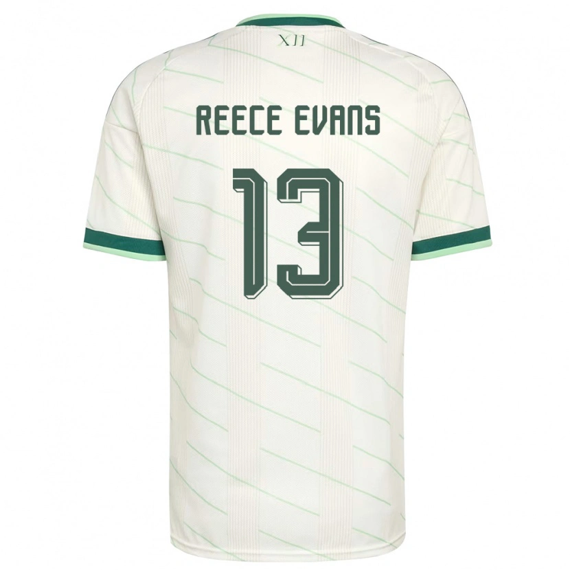 Danxen Hombre Camiseta Irlanda Del Norte Reece Evans #13 Blanco Verde 2ª Equipación 26-28 La Camisa México