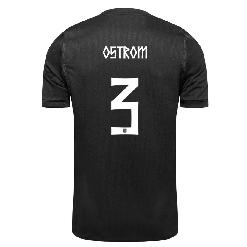 Danxen Hombre Camiseta Noruega Robin Østrøm #3 Negro 2ª Equipación 26-28 La Camisa México