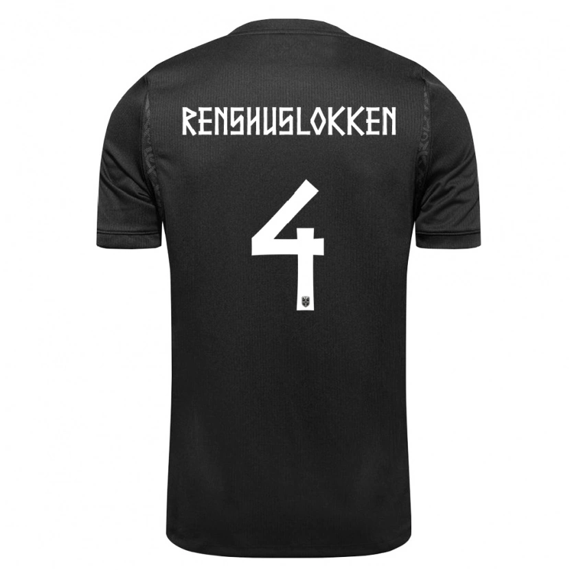 Danxen Hombre Camiseta Noruega Jesper Renshusløkken #4 Negro 2ª Equipación 26-28 La Camisa México