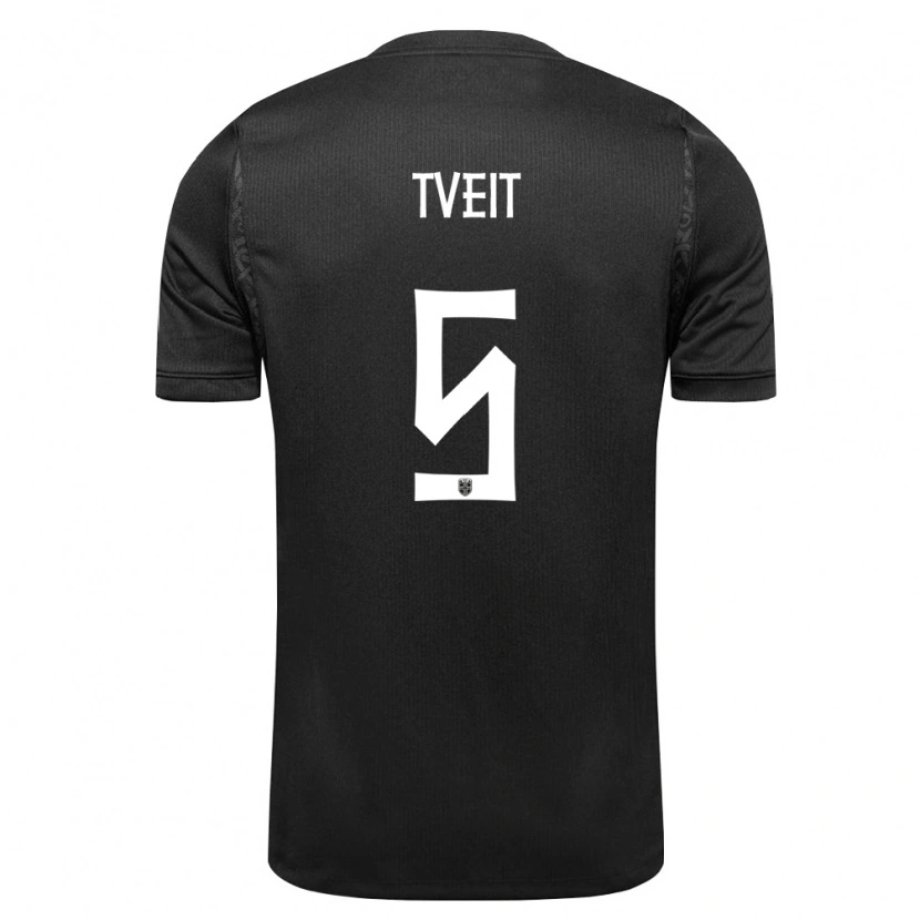 Danxen Hombre Camiseta Noruega Aksel Tveit #5 Negro 2ª Equipación 26-28 La Camisa México