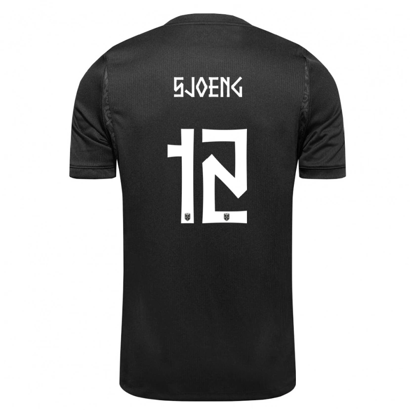 Danxen Hombre Camiseta Noruega Magnus Sjøeng #12 Negro 2ª Equipación 26-28 La Camisa México