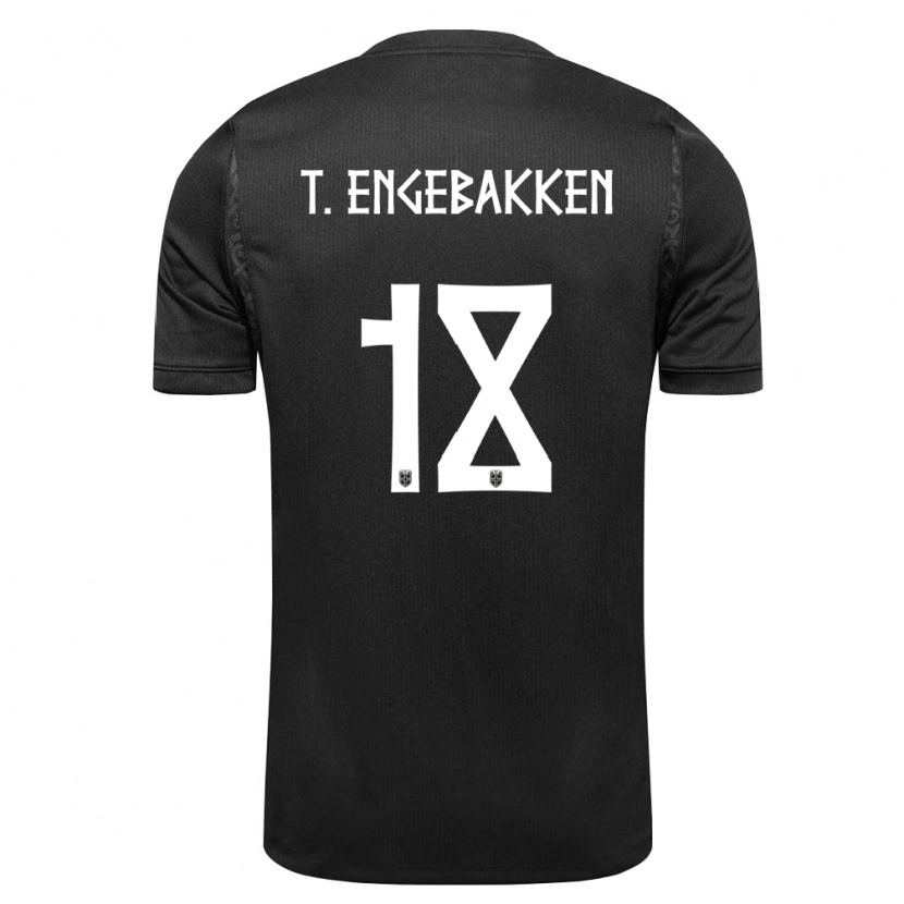 Danxen Hombre Camiseta Noruega Tinus Embergsrud Engebakken #18 Negro 2ª Equipación 26-28 La Camisa México