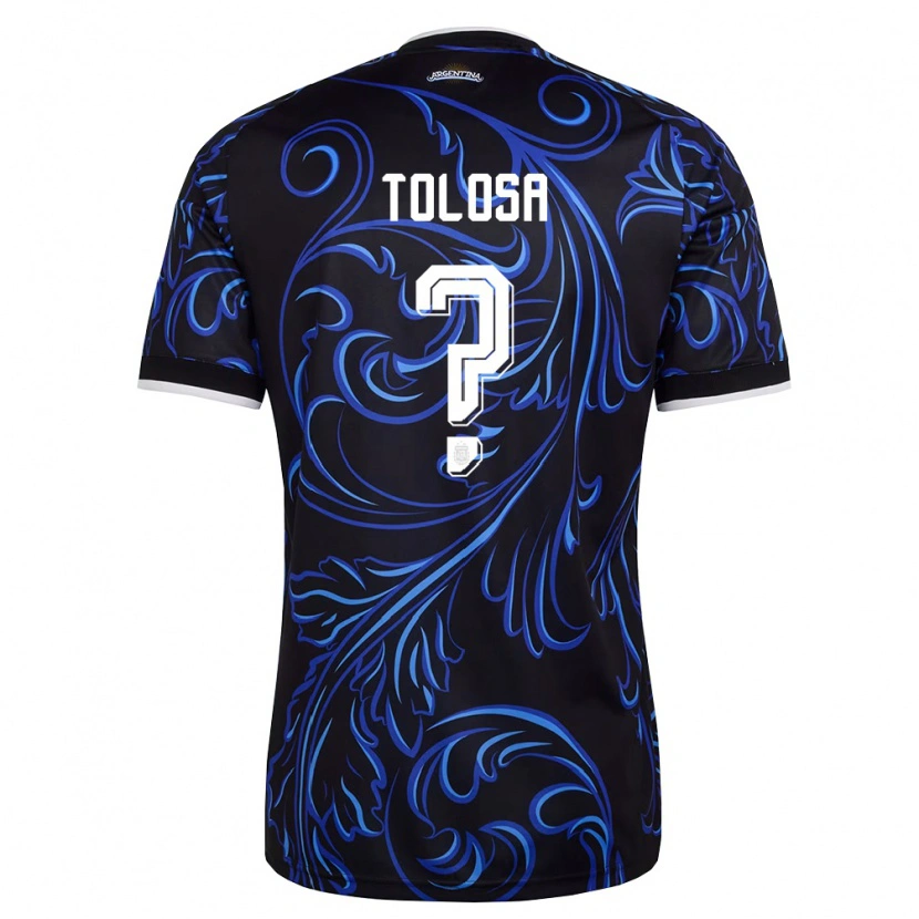 Danxen Hombre Camiseta Argentina Genaro Tolosa #0 Negro Blanco Azul Cielo 2ª Equipación 26-28 La Camisa México