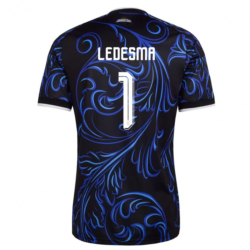 Danxen Hombre Camiseta Argentina Jeremias Ledesma #1 Negro Blanco Azul Cielo 2ª Equipación 26-28 La Camisa México