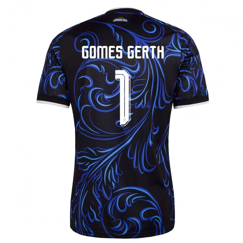 Danxen Hombre Camiseta Argentina Federico Gomes Gerth #1 Negro Blanco Azul Cielo 2ª Equipación 26-28 La Camisa México
