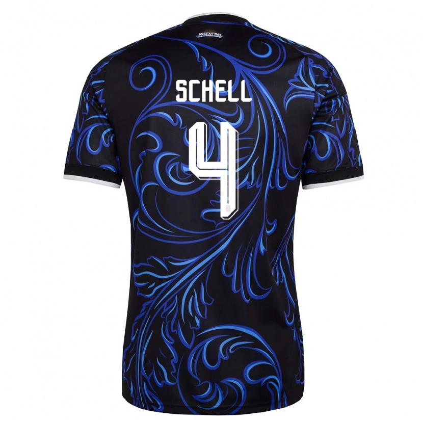 Danxen Hombre Camiseta Argentina Sofia Schell #4 Negro Blanco Azul Cielo 2ª Equipación 26-28 La Camisa México