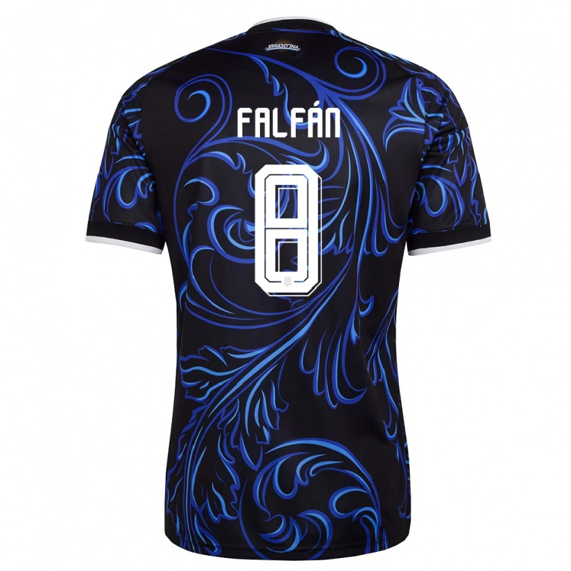 Danxen Hombre Camiseta Argentina Daiana Falfan #8 Negro Blanco Azul Cielo 2ª Equipación 26-28 La Camisa México