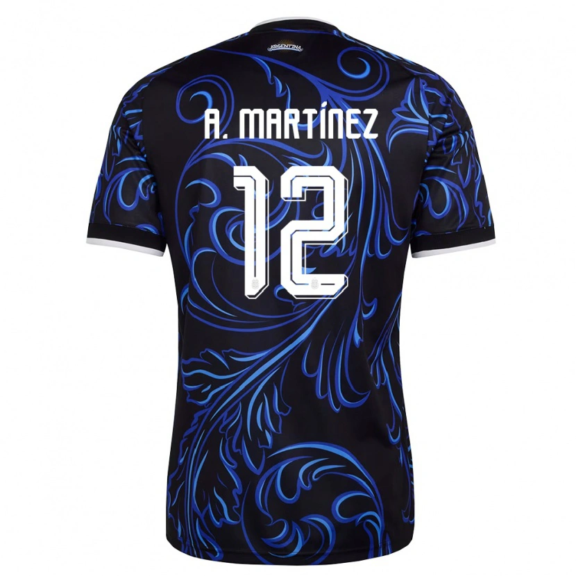 Danxen Hombre Camiseta Argentina Agustín Martínez #12 Negro Blanco Azul Cielo 2ª Equipación 26-28 La Camisa México