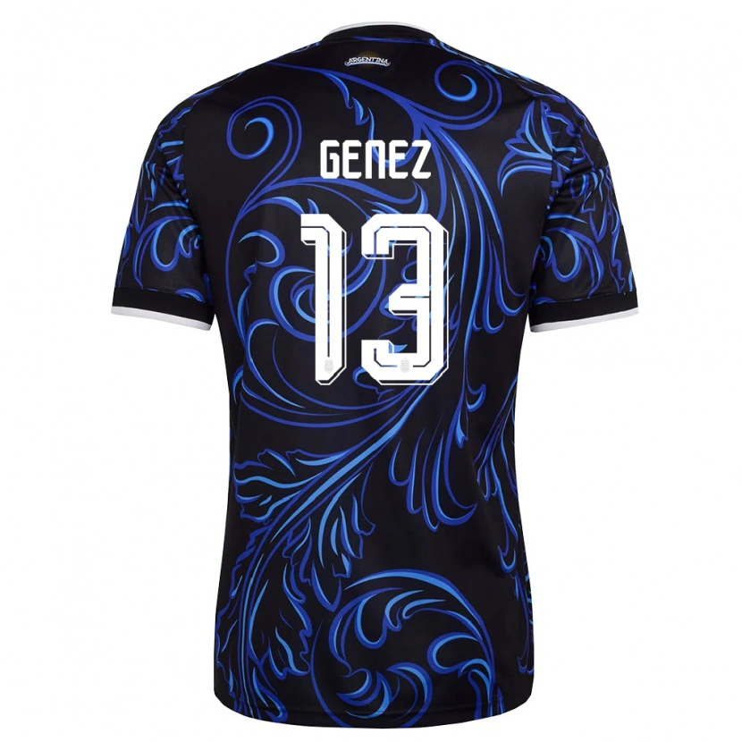 Danxen Hombre Camiseta Argentina Nahuel Genez #13 Negro Blanco Azul Cielo 2ª Equipación 26-28 La Camisa México