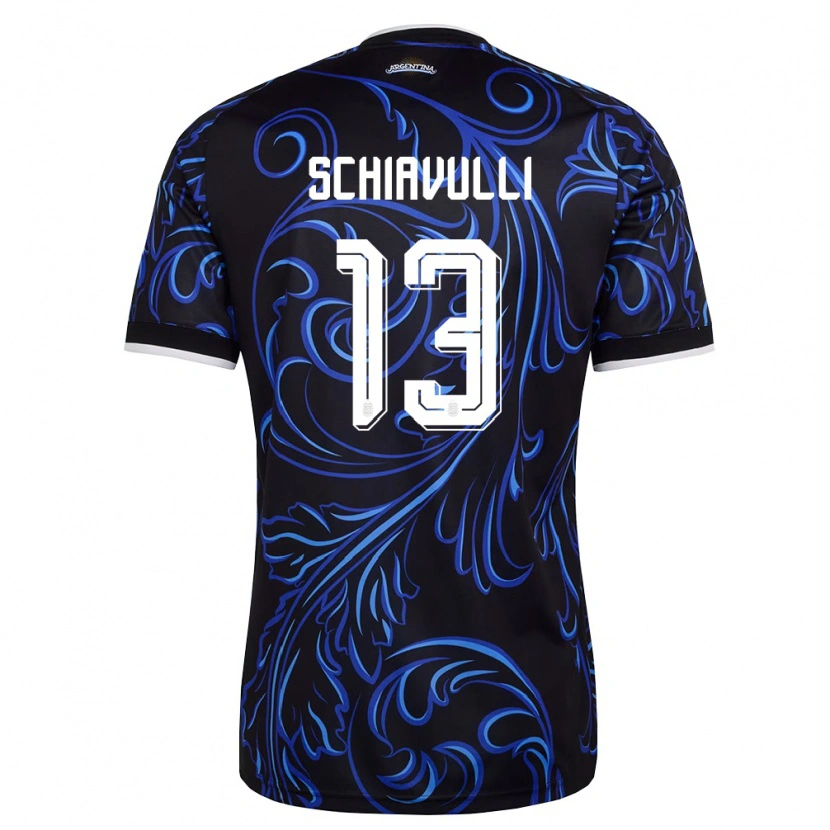 Danxen Hombre Camiseta Argentina Thiago Schiavulli #13 Negro Blanco Azul Cielo 2ª Equipación 26-28 La Camisa México