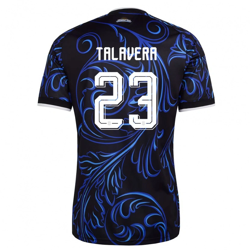 Danxen Hombre Camiseta Argentina Demian Talavera #23 Negro Blanco Azul Cielo 2ª Equipación 26-28 La Camisa México