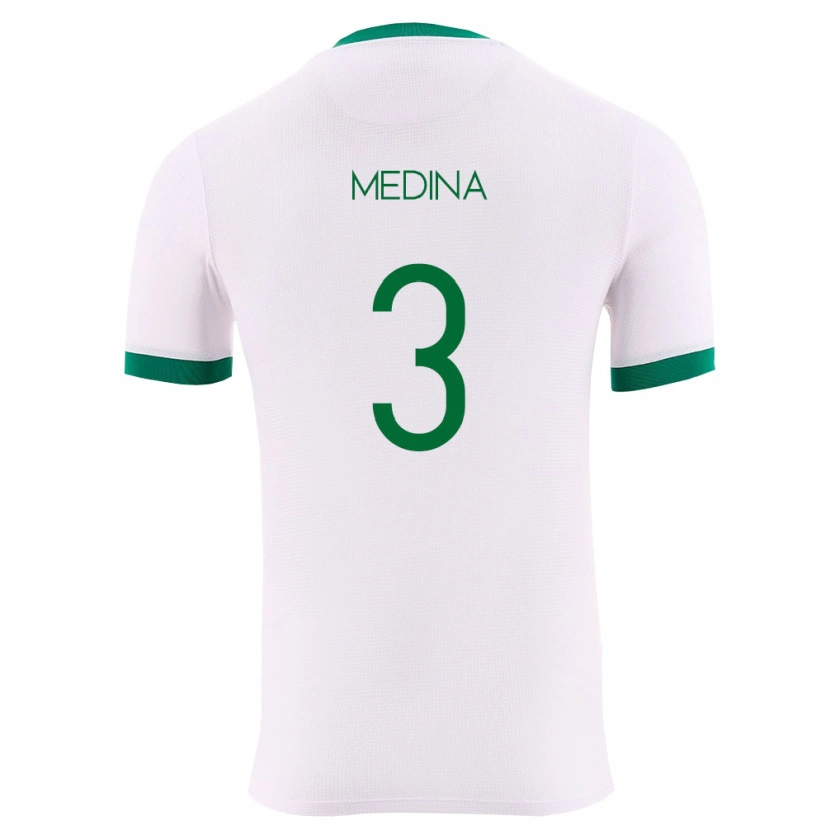 Danxen Hombre Camiseta Bolivia Diego Medina #3 Blanco Verde Rojo 2ª Equipación 26-28 La Camisa México