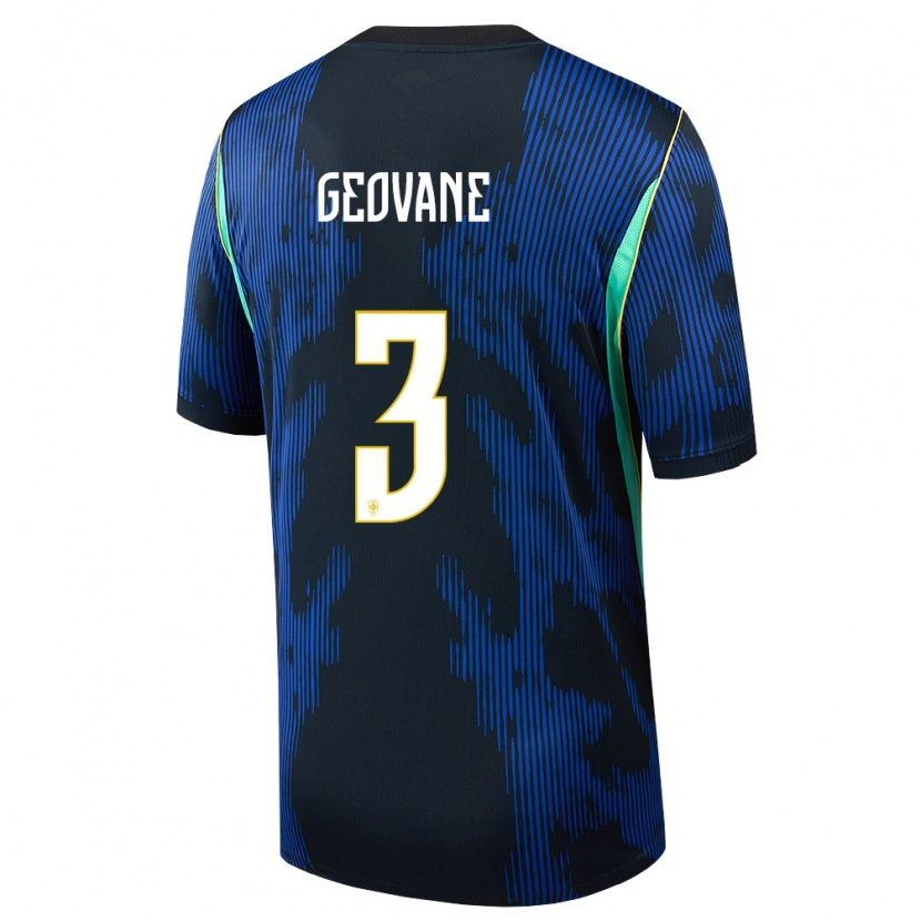 Danxen Hombre Camiseta Brasil Geovane #3 Azul Amarillo Marino 2ª Equipación 26-28 La Camisa México