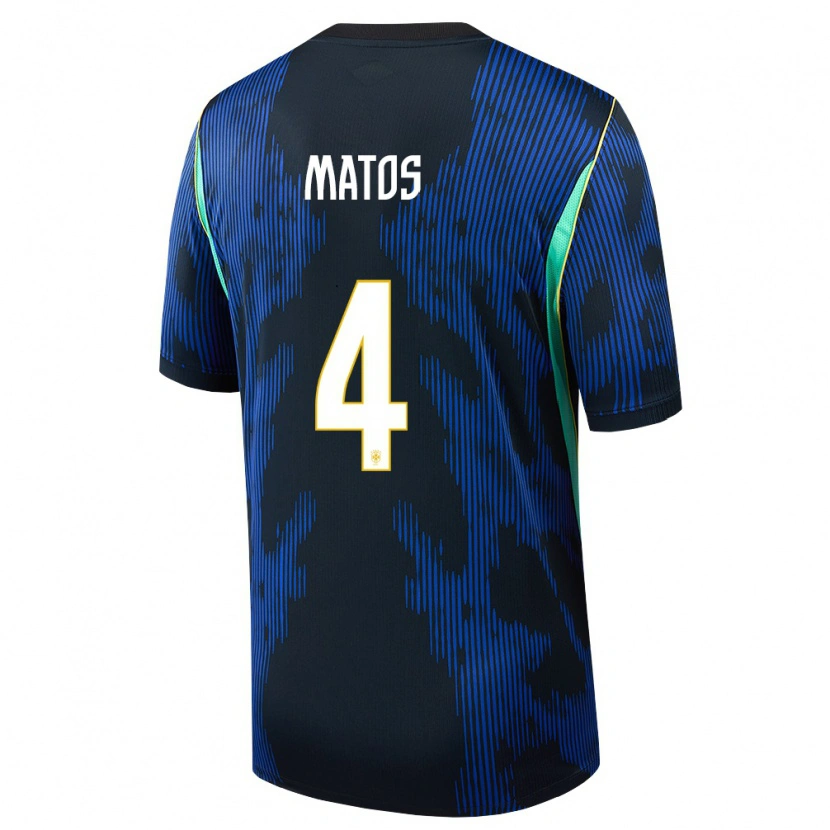 Danxen Hombre Camiseta Brasil Ryan Matos #4 Azul Amarillo Marino 2ª Equipación 26-28 La Camisa México