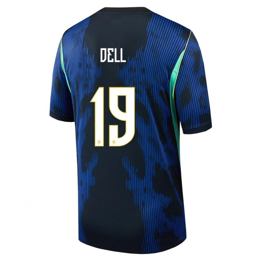 Danxen Hombre Camiseta Brasil Dell #19 Azul Amarillo Marino 2ª Equipación 26-28 La Camisa México