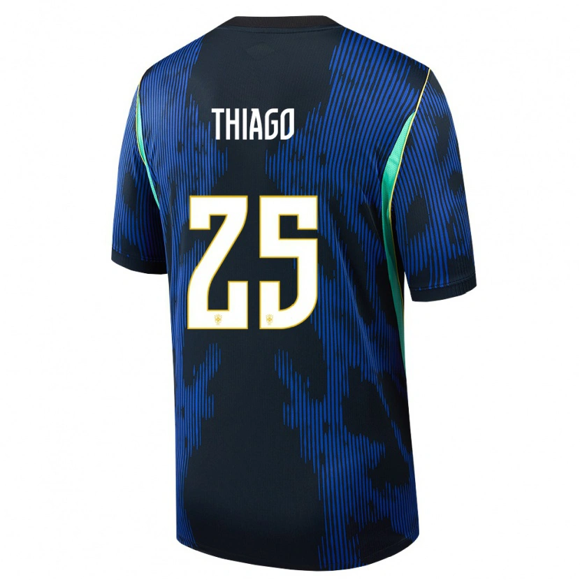 Danxen Hombre Camiseta Brasil Igor Thiago #25 Azul Amarillo Marino 2ª Equipación 26-28 La Camisa México