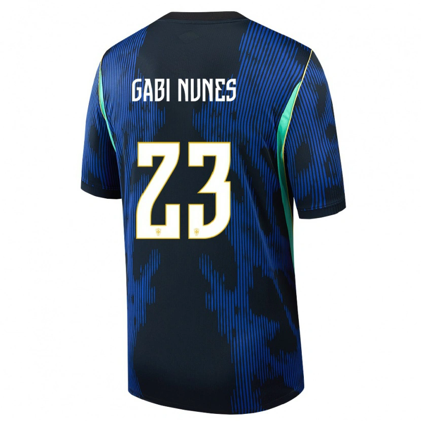 Danxen Hombre Camiseta Brasil Gabi Nunes #23 Azul Amarillo Marino 2ª Equipación 26-28 La Camisa México