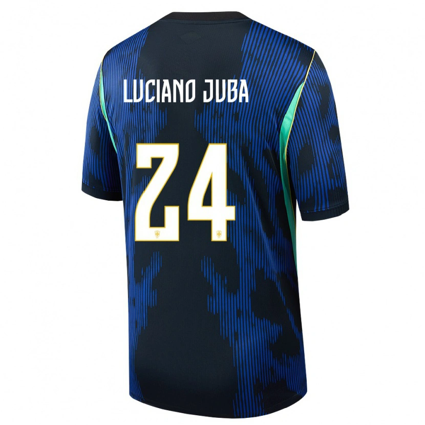 Danxen Hombre Camiseta Brasil Luciano Juba #24 Azul Amarillo Marino 2ª Equipación 26-28 La Camisa México