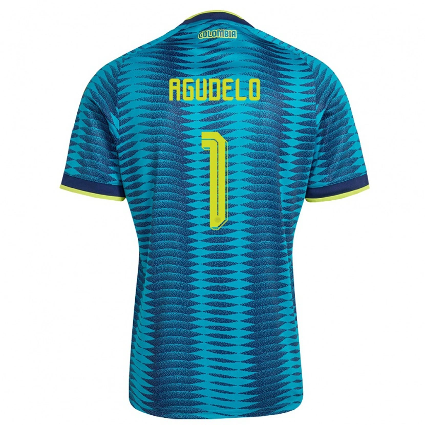 Danxen Hombre Camiseta Colombia Luisa Agudelo #1 Azul Amarillo Marino 2ª Equipación 26-28 La Camisa México