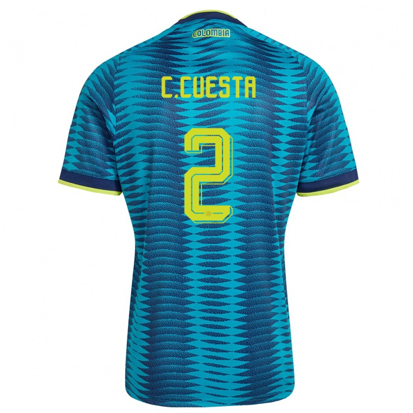Danxen Hombre Camiseta Colombia Carlos Cuesta #2 Azul Amarillo Marino 2ª Equipación 26-28 La Camisa México